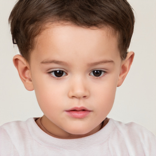 Neutral white child male with short  brown hair and brown eyes