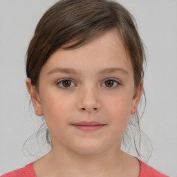 Neutral white child female with medium  brown hair and brown eyes