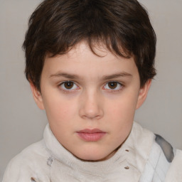 Neutral white child female with short  brown hair and brown eyes