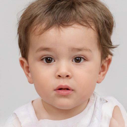 Neutral white child male with short  brown hair and brown eyes