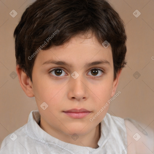 Neutral white child male with short  brown hair and brown eyes