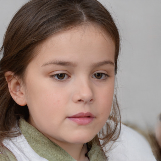 Neutral white child female with medium  brown hair and brown eyes