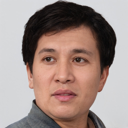 Neutral white adult male with short  brown hair and brown eyes