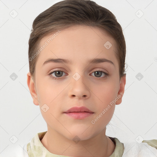 Neutral white child female with medium  brown hair and brown eyes