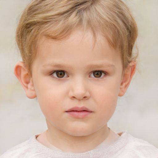 Neutral white child male with short  blond hair and brown eyes