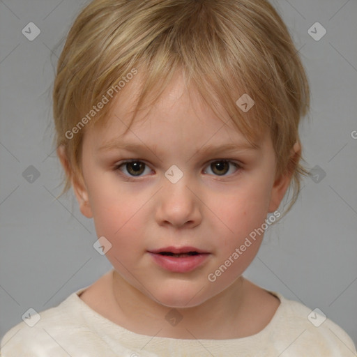 Neutral white child female with medium  brown hair and brown eyes