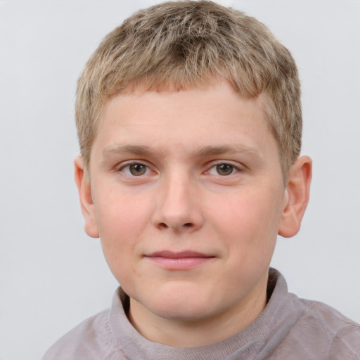 Neutral white child male with short  brown hair and grey eyes