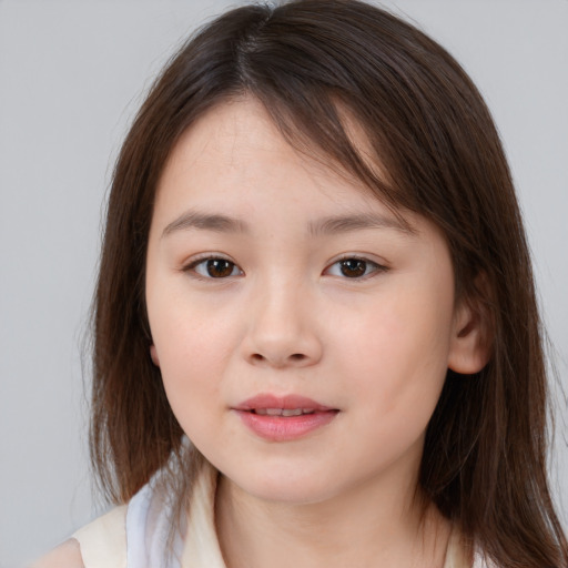 Neutral white child female with medium  brown hair and brown eyes