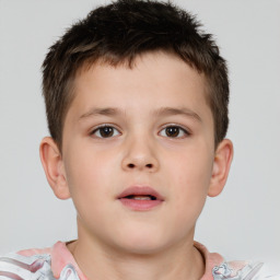 Neutral white child male with short  brown hair and brown eyes