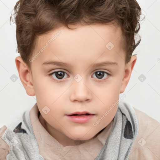 Neutral white child male with short  brown hair and brown eyes