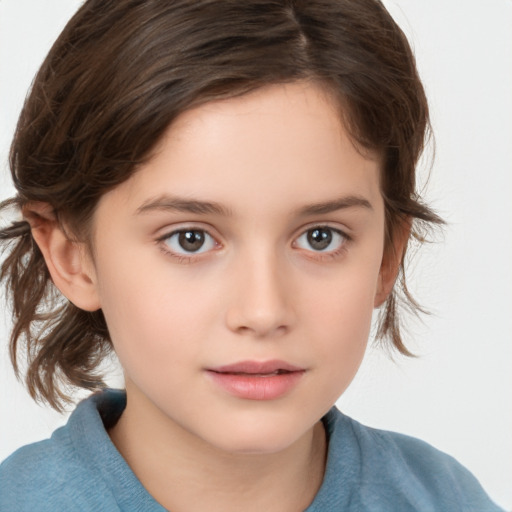 Neutral white child female with medium  brown hair and brown eyes