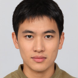 Neutral asian young-adult male with short  brown hair and brown eyes