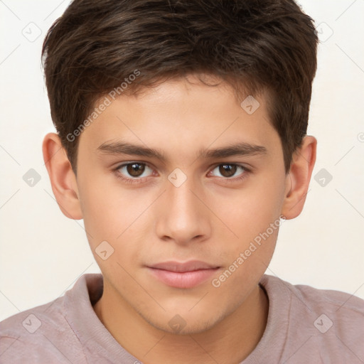 Neutral white child male with short  brown hair and brown eyes