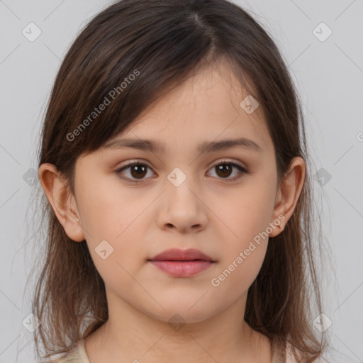 Neutral white child female with medium  brown hair and brown eyes