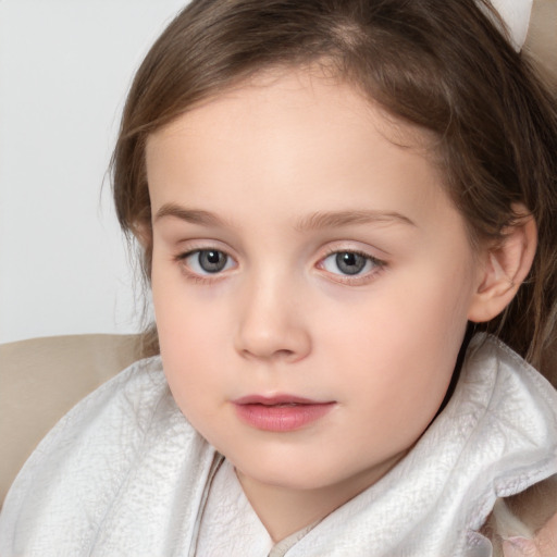 Neutral white child female with medium  brown hair and brown eyes