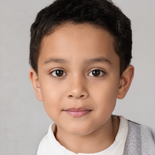 Neutral white child male with short  brown hair and brown eyes