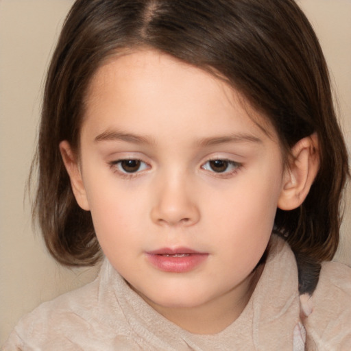 Neutral white child female with medium  brown hair and brown eyes