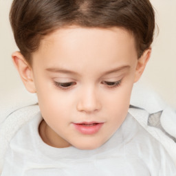 Neutral white child female with short  brown hair and brown eyes