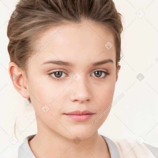 Neutral white child female with medium  brown hair and brown eyes