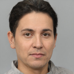 Neutral white adult male with short  brown hair and brown eyes