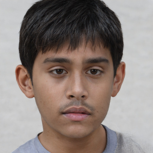 Neutral asian young-adult male with short  brown hair and brown eyes