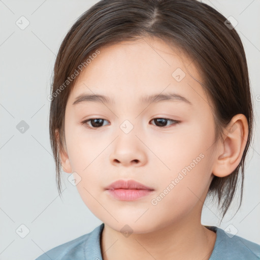 Neutral white child female with medium  brown hair and brown eyes