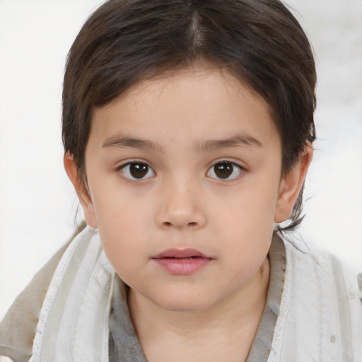 Neutral white child female with medium  brown hair and brown eyes