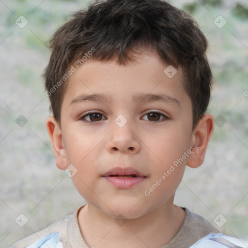 Neutral white child male with short  brown hair and brown eyes