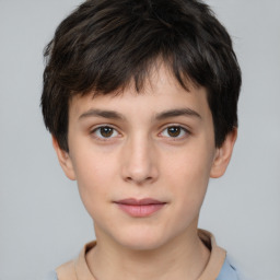 Neutral white child male with short  brown hair and brown eyes