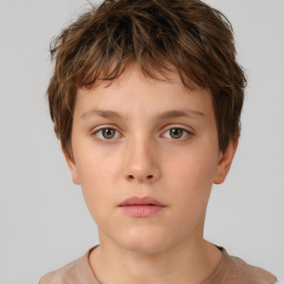 Neutral white child male with short  brown hair and brown eyes