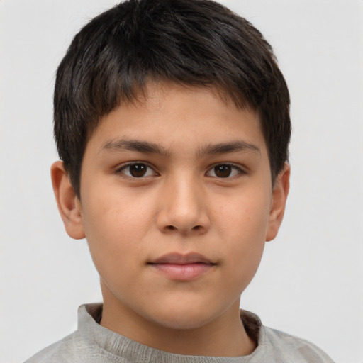 Neutral white child male with short  brown hair and brown eyes