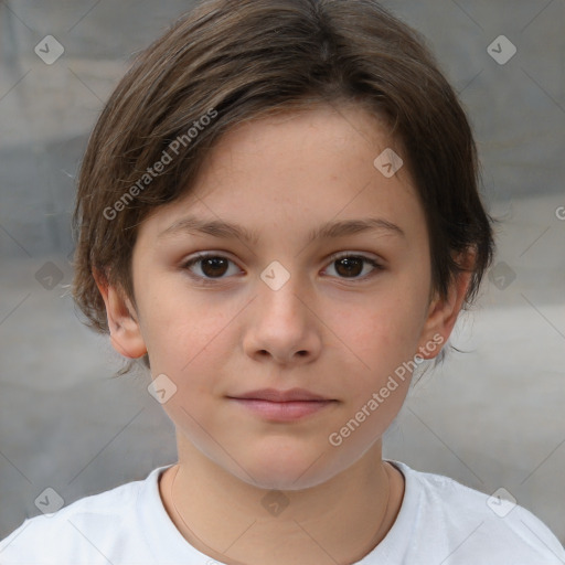 Neutral white child female with medium  brown hair and brown eyes