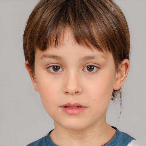 Neutral white child female with short  brown hair and brown eyes