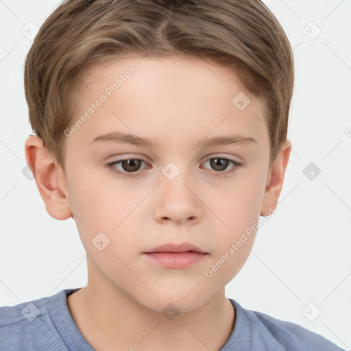 Neutral white child female with short  brown hair and brown eyes