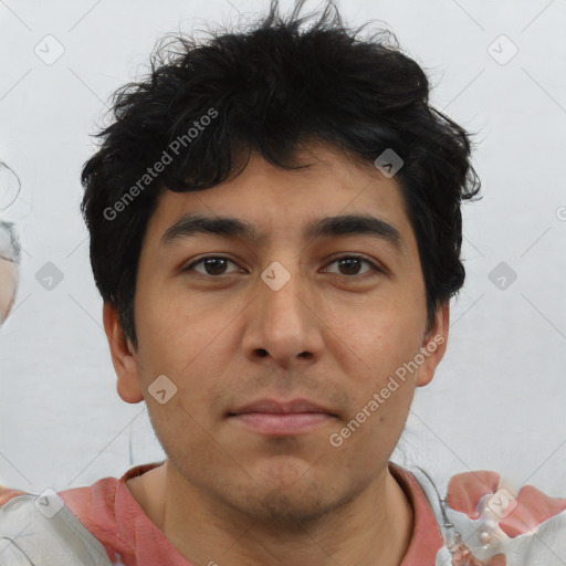 Neutral asian young-adult male with short  brown hair and brown eyes