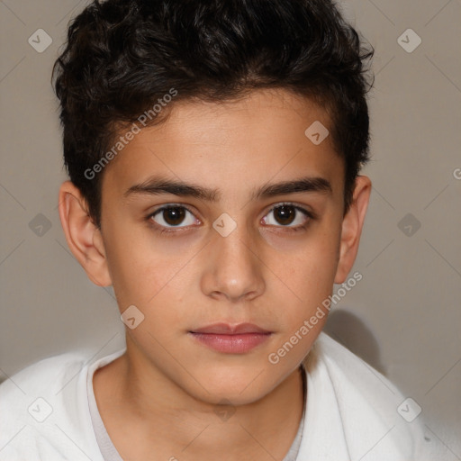 Neutral white child male with short  brown hair and brown eyes