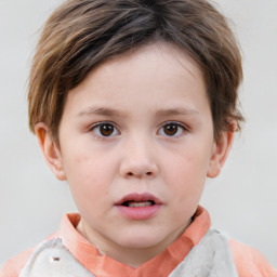 Neutral white child female with short  brown hair and brown eyes