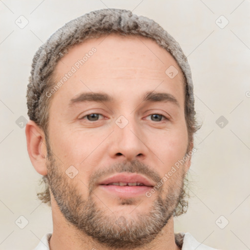 Neutral white adult male with short  brown hair and brown eyes