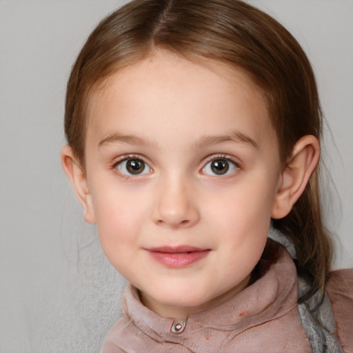 Neutral white child female with medium  brown hair and brown eyes