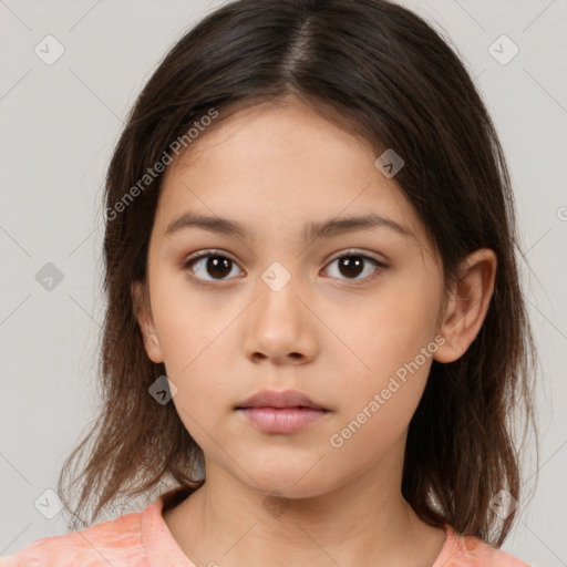 Neutral white child female with medium  brown hair and brown eyes