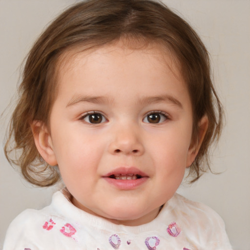 Neutral white child female with medium  brown hair and brown eyes