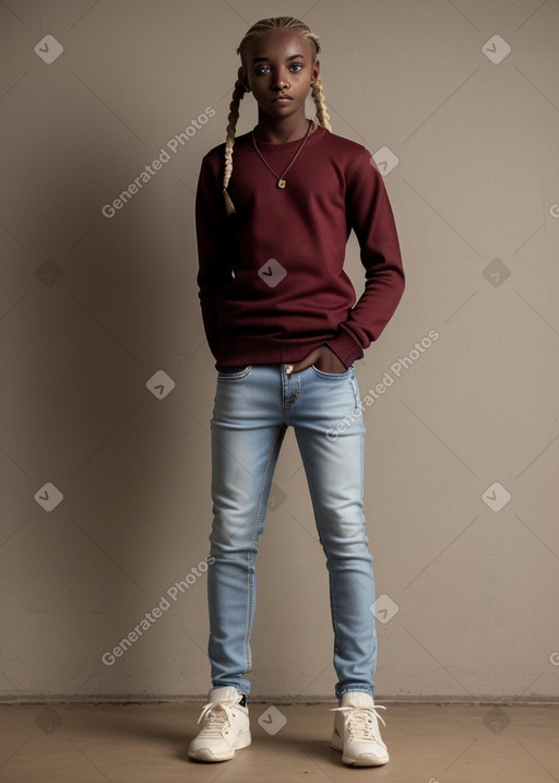 Tanzanian teenager boy with  blonde hair