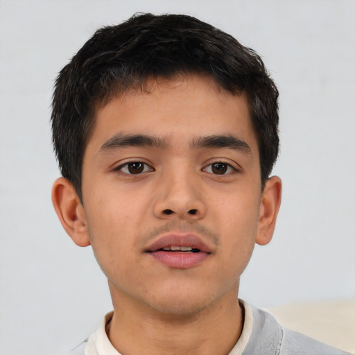 Neutral asian young-adult male with short  brown hair and brown eyes