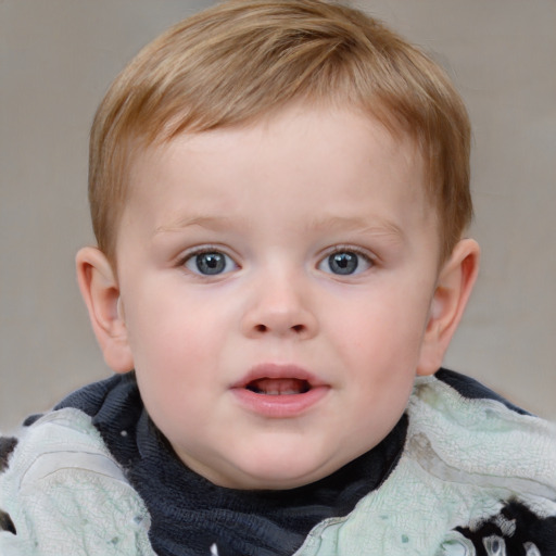 Neutral white child male with medium  brown hair and blue eyes