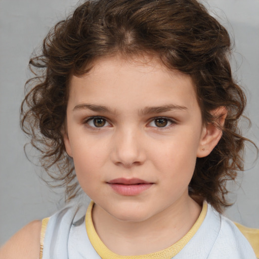 Neutral white child female with medium  brown hair and brown eyes