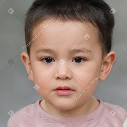 Neutral white child male with short  brown hair and brown eyes