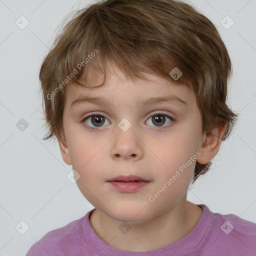 Neutral white child male with short  brown hair and brown eyes