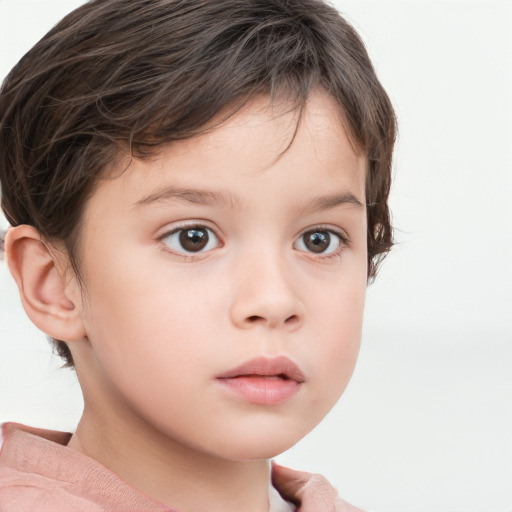 Neutral white child female with short  brown hair and brown eyes