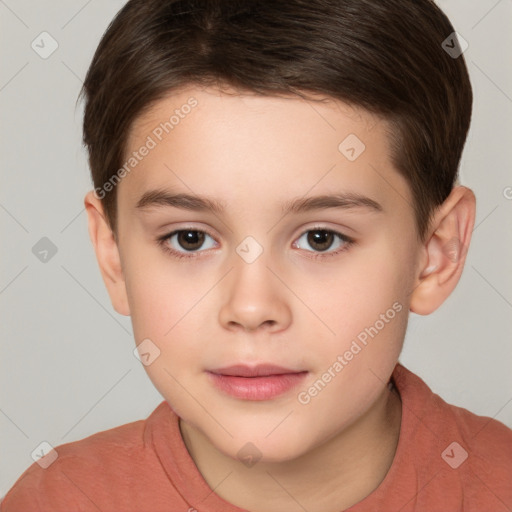 Neutral white child male with short  brown hair and brown eyes