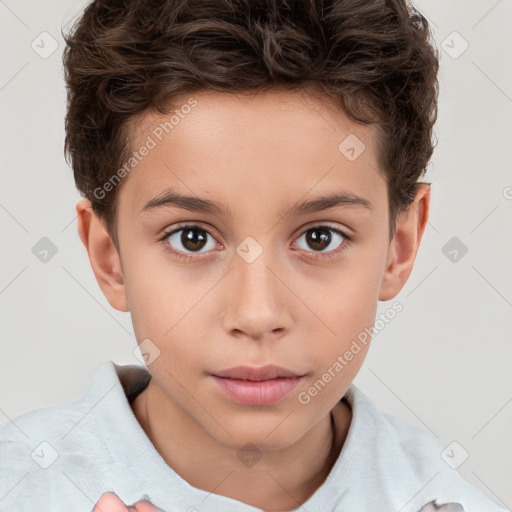 Neutral white child female with short  brown hair and brown eyes